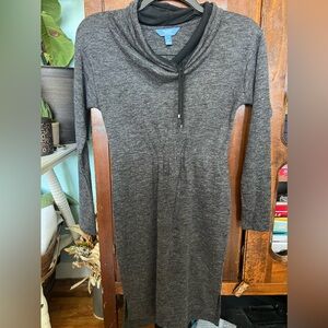Simply Vera Wang Breathe Casual Dress Women's XS Gray Long Sleeve Funnel Neck